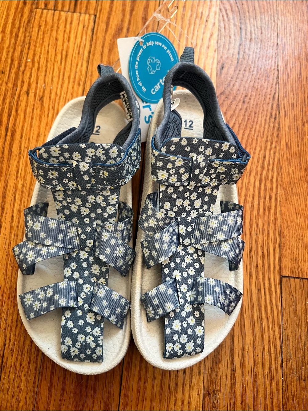 Carter's Navy Floral Hook-and-Loop Girls' Sandals